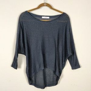 Nicolette charcoal gray open knit dolman sweater